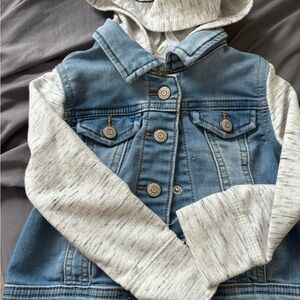 Cat & Jack Blue Denim Jacket with Gray Sleeves